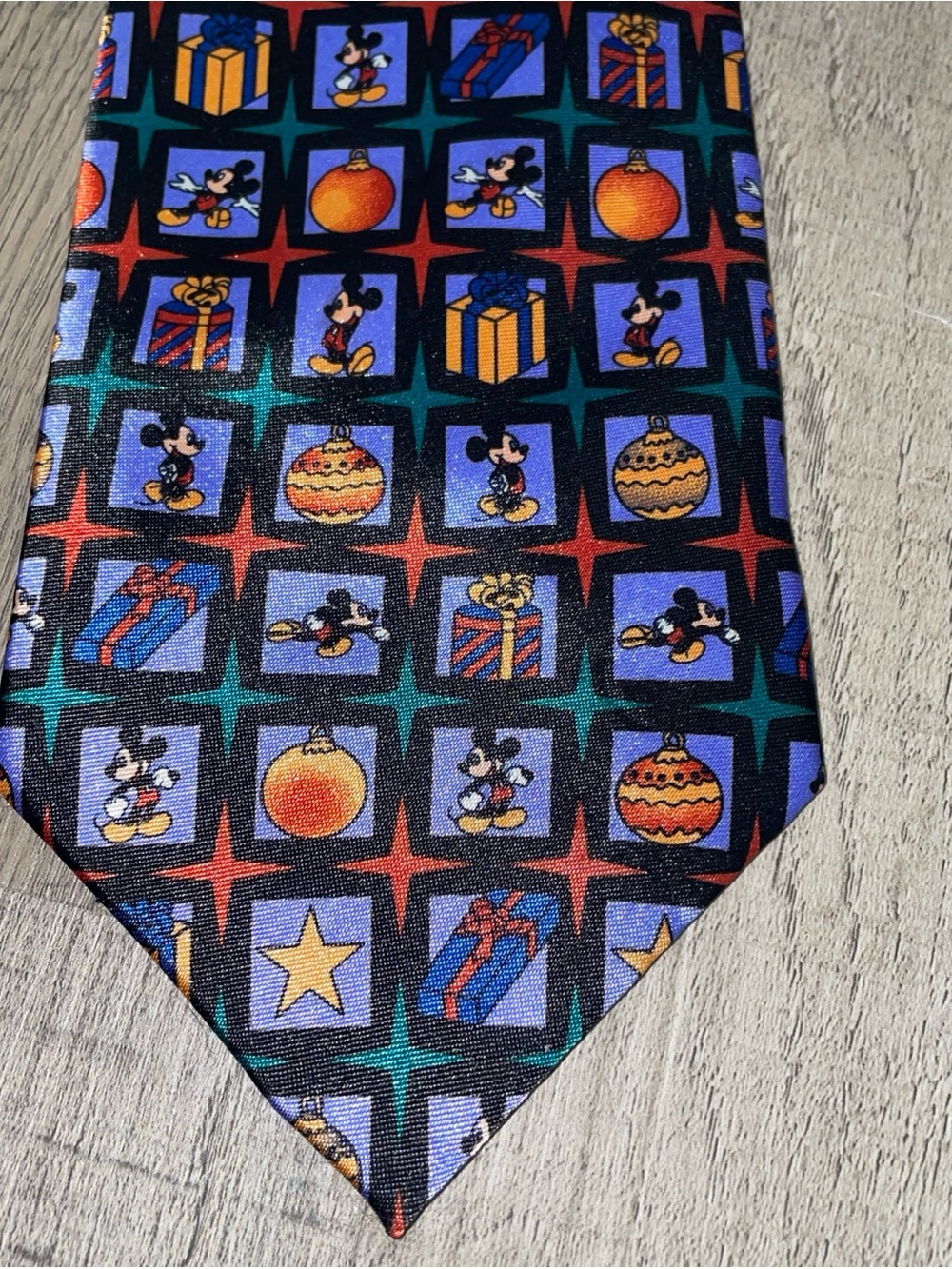 Disney Mickey Unlimited Pattern Tie - Black with Red, Blue, Yellow, Green